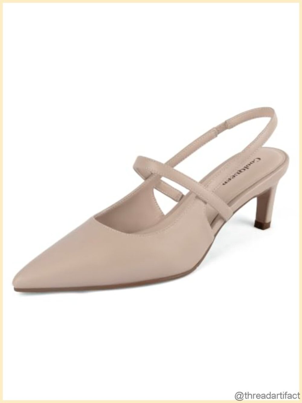 Kitten Heel Slingback Pumps Pointed Closed Toe Faux Leather Comfortable Office